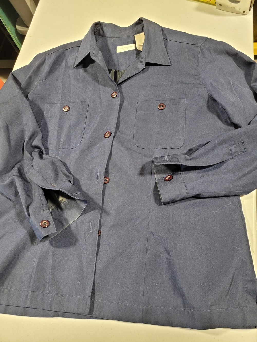 Liz Claiborne Navy Button-Down Casual Shirt Jacket